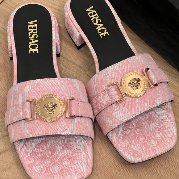Versace Pink and Gold Mules - Picture 1 of 10